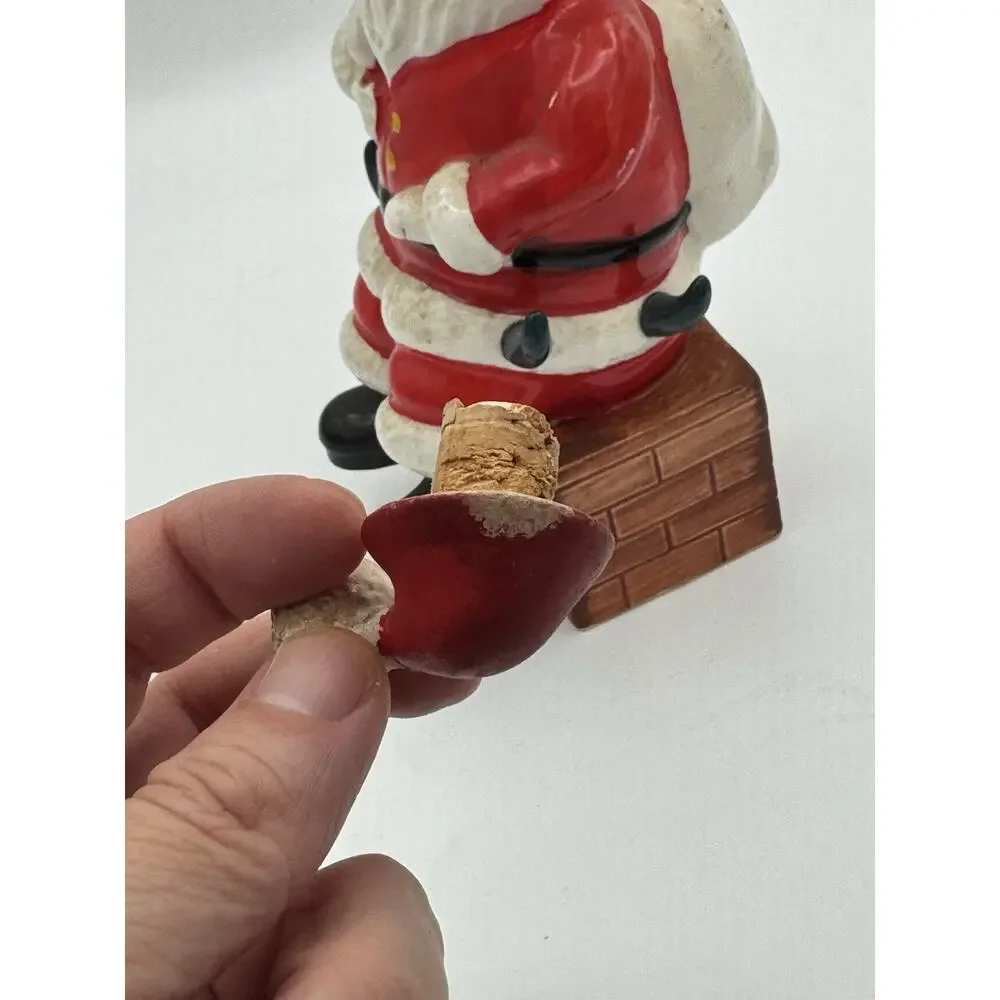 Vintage Japan Ceramic Santa Claus Decanter Xmas Cheers Chimney Cork Stopper